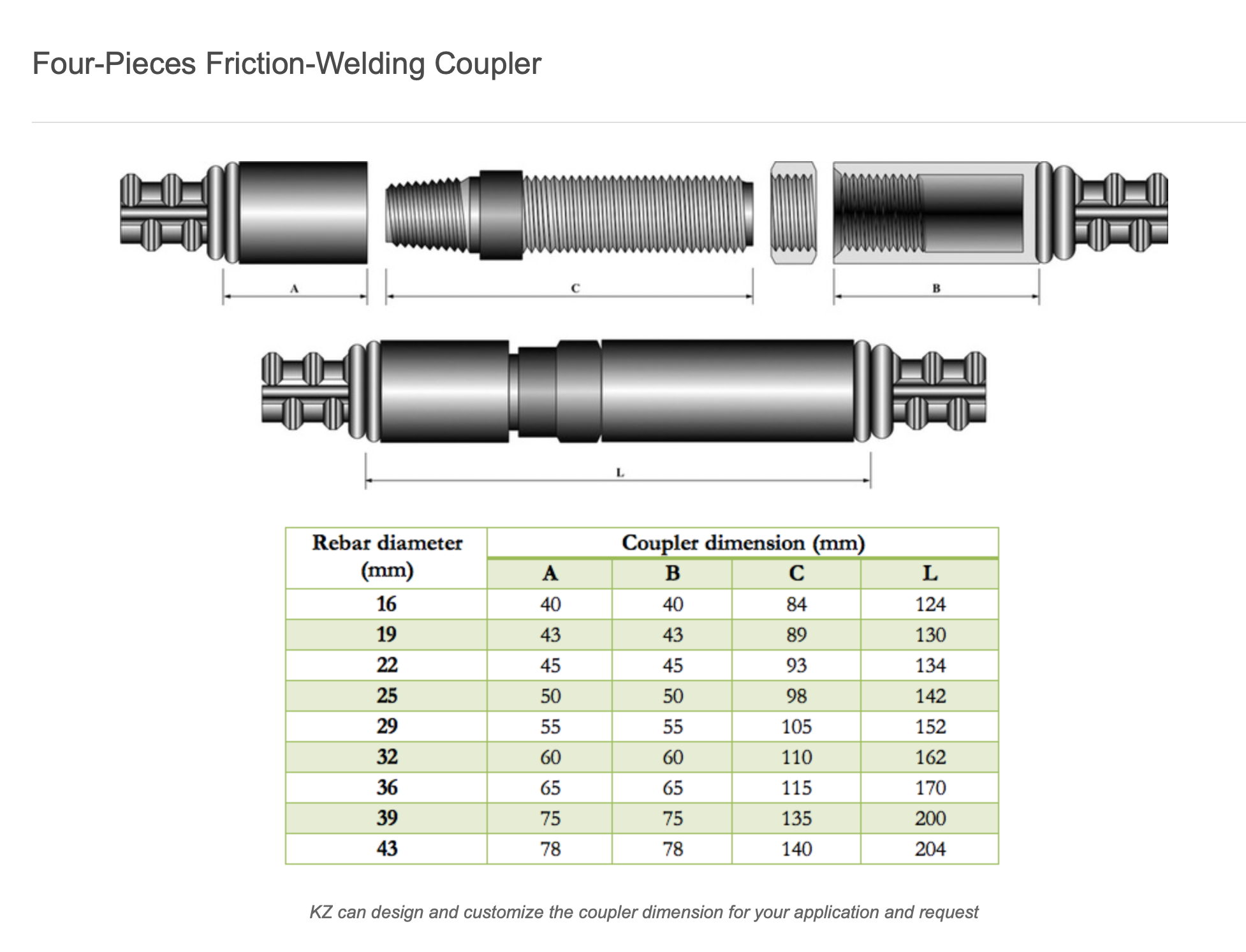 Four-Pieces Friction-Welding Coupler