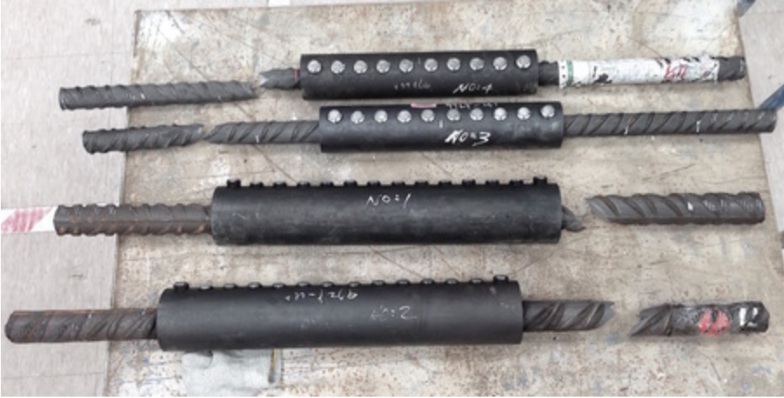 MBT coupler broken at rebar after tensile testing
