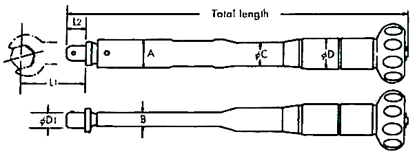 KZ adjustable torque wrench head dimensional drawing